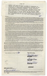 The Three Stooges Signed Agreement Regarding TV Rights With William Morris Agency From March 1963 -- Signed by Moe Howard, Larry Fine & Joe DeRita -- 2pp. on Single 8.25'' x 13.75'' Sheet -- Near Fine